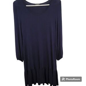 AIME Soft Navy Blue Ruffle Midi Dress